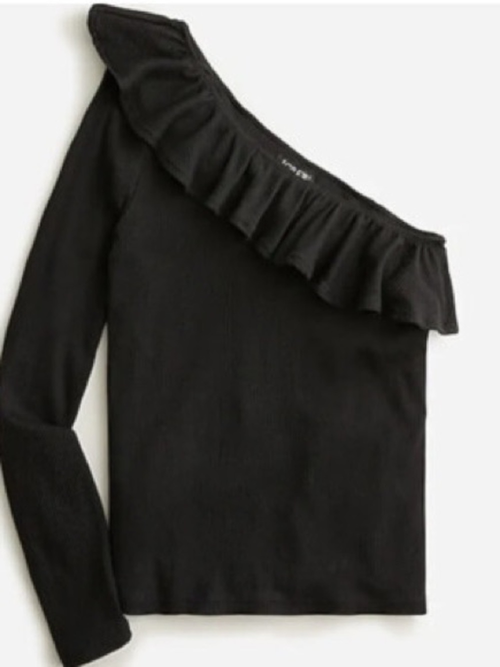 NWT J. Crew One-shoulder ruffleneck top in vintage rib